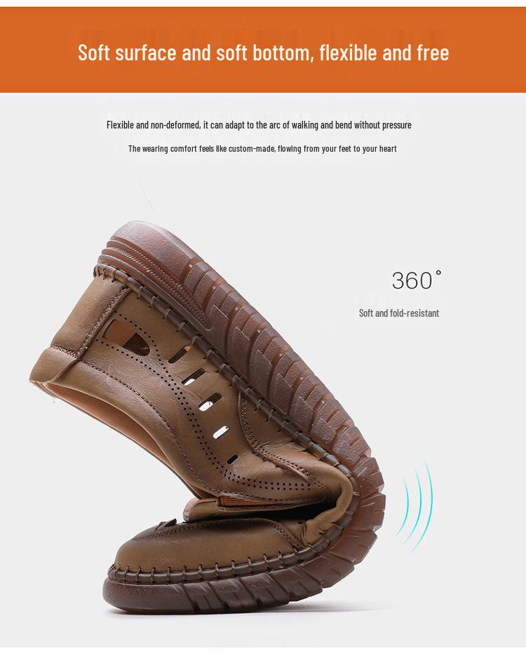 2026 Herren Sandalen mit großen Kreuzriemen aus echtem Leder - Atmungsaktiv, Lässig, Perforiertes Design