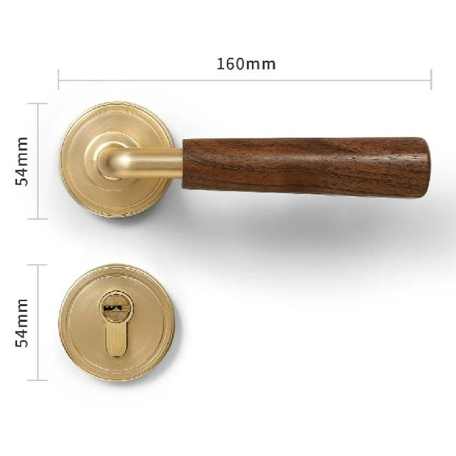 Middle Ancient Style Indoor Door, Walnut Wood Grain Bedroom Door Handle, Door Lock, Room Use, Silent Split Handle Lock
