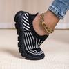 Ladies Knitted Walking Shoes Breathable Mesh Women's Flats Jogging Casual Sports Shoes Lightweight Slip-on Loafers