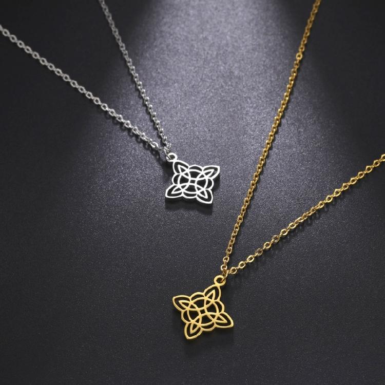 Celtic-Knot Pendant Clavicle Chain Unique Witch Knot Necklace for Women Birthday
