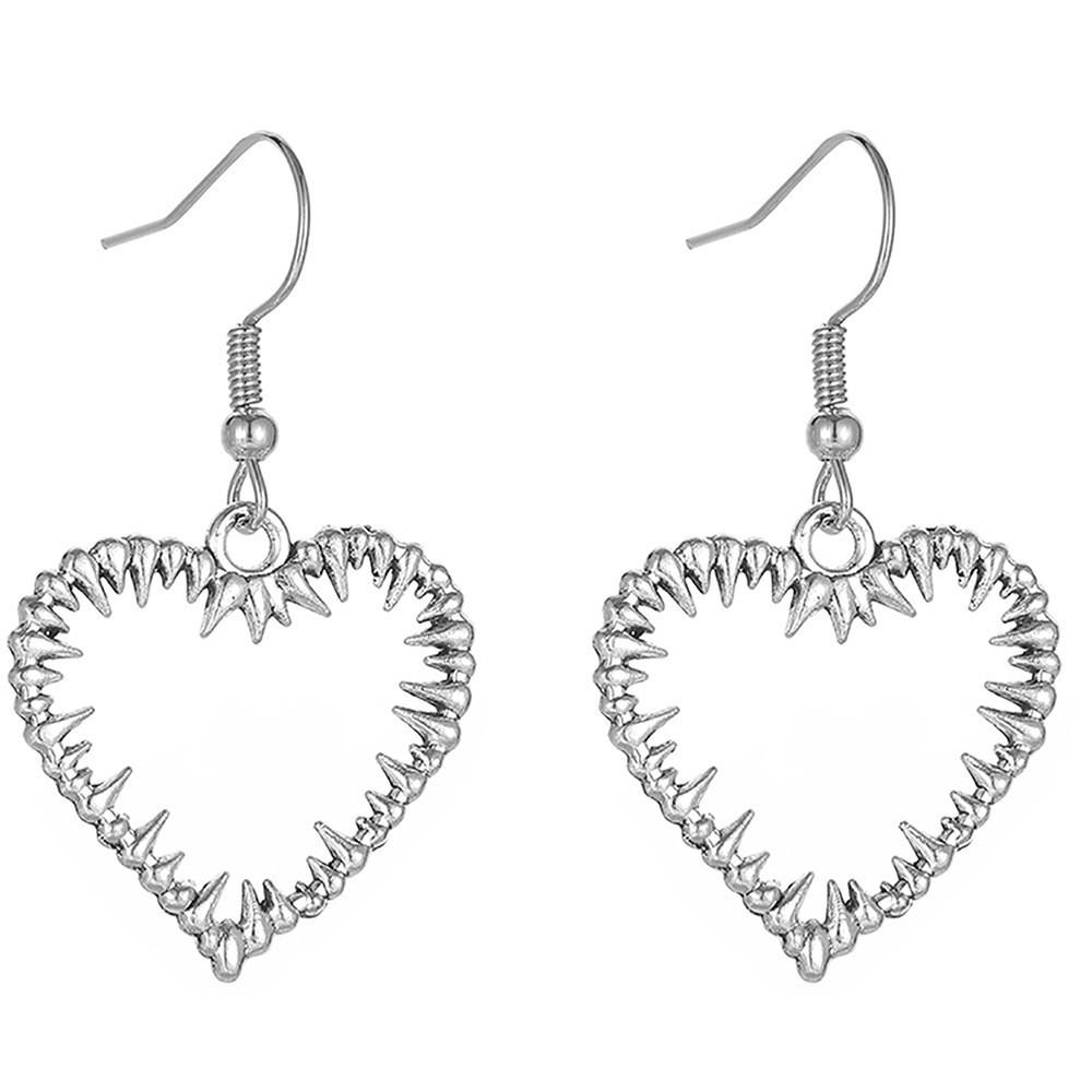 Elegant Silver Alloy Heart Pendant Earrings For Women Geometric Design Fashion