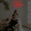 Heart Love Neon Sign, Valentines Day LED Light, USB Powered Dimmable LED Sign for Wall Decoration, Party, Wedding, Bedroom, Living Room, 15.7"x11.4"