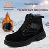Herren Winter High-Top Stahlkappen-Arbeitsstiefel, Bruchsicher & Durchstichfest, Wildleder für Bau & Schweißen