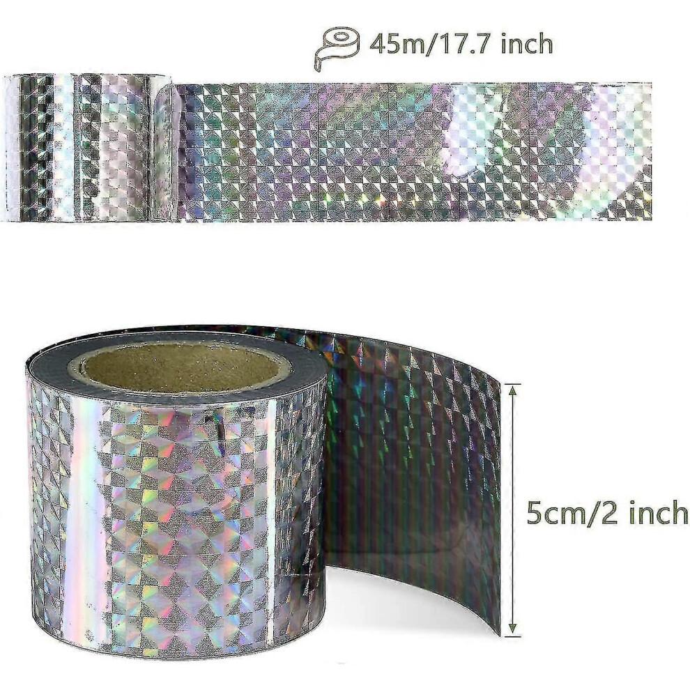 45m Anti Pigeon Bird Repeller Tape Double Sided Anti Bird Repellent Tape Shiny Holographic Bird Repellent Tape for Scaring Birds Bird Scarer Birds