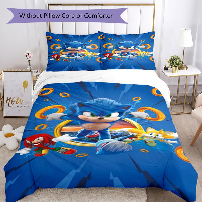 3pcs Sonic Bedding Set Duvet Cover Closure Includes 1 Duvet Cover & 2 Pillowcases, Soft and Comfortable for All Seasons.