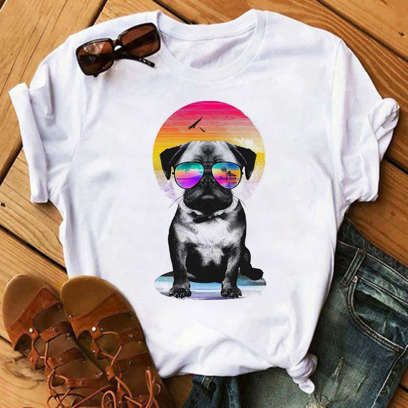 Cute French Bulldog T-shirt Animal Harajuku Print Pattern Shirt Fun French Bulldog Short Sleeves Animal Lover Tshirt dog mom Tee