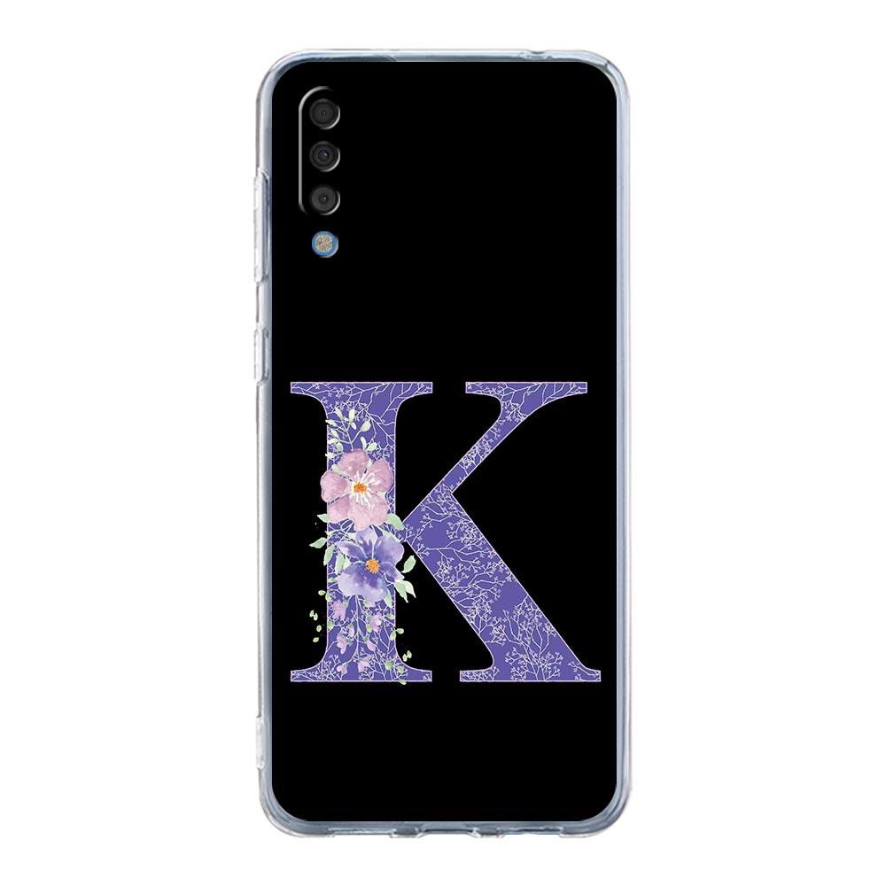 

Чехол для Samsung A56 A36 A26 A16 A14 A12 A22 A32 5G A34 A42 A52 A54 A50 A70 A40 A20E A04S A06 Обложка С Инициалом Фиолетовый Цветок Samsung A20S