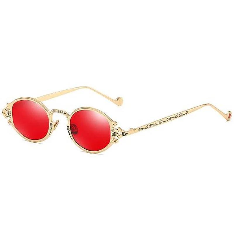 Brand Mens Womens Luxury Gold Metal Designer Sunglasses Oval Round Gothic Sunglasses Retro Vintage Steam Punk Sunglasses