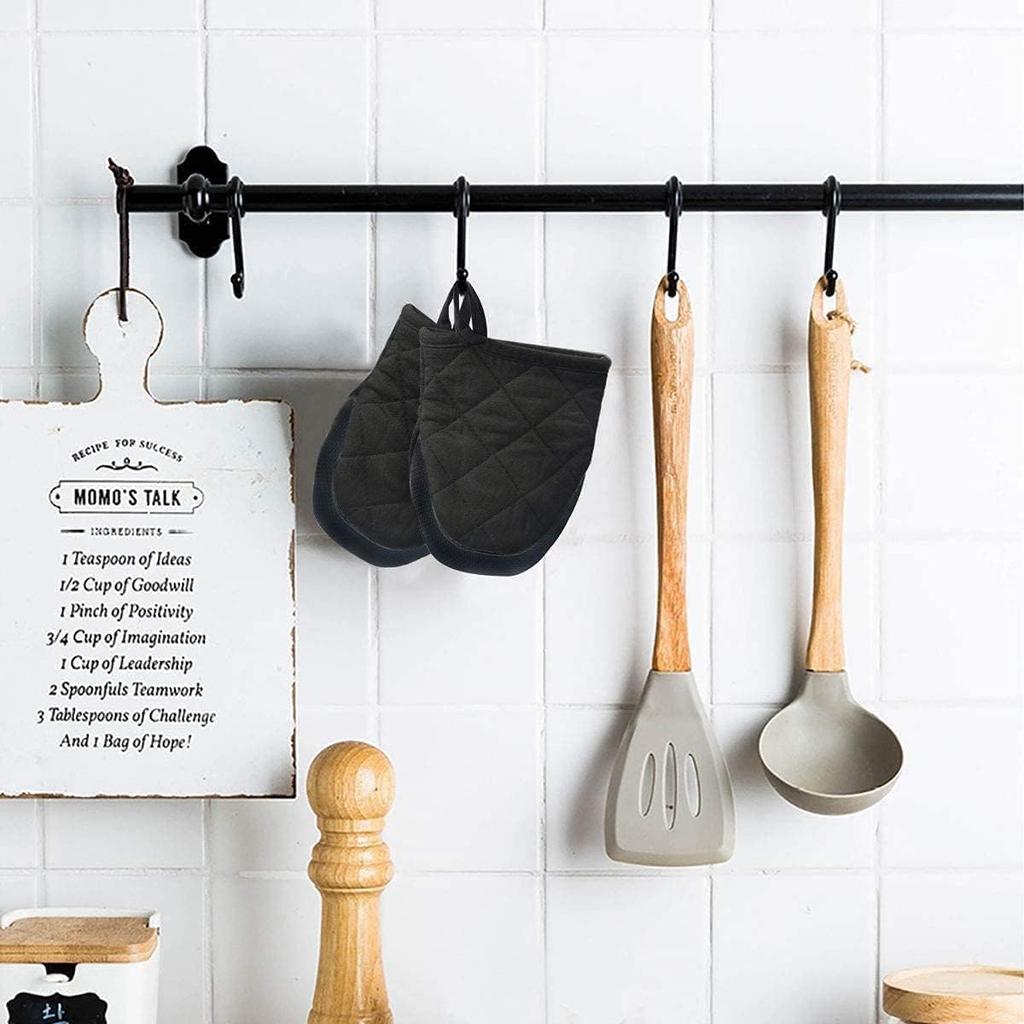 Set of 2 Oven Pot and Gloves and Perfect for Hot Home and Oven Dark Heat-Resistant Mitts, Holders, Heat-Resistant (500°C/1224°F), Anti-Slip,