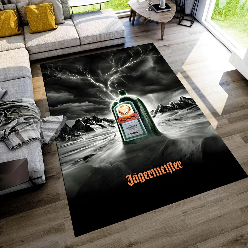 Electric Jägermeister Bottle Floor Mat Perfect for Dining Room Kitchen Balcony Foyer Antislip Carpet Anime Office Decor Gift for Festivals