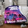 Grand Theft Auto Personalized Text Blanket Cozy Customizable Blanket Soft Warm Cozy for Living Room Couch Livingroom Office Chair for All Occasions