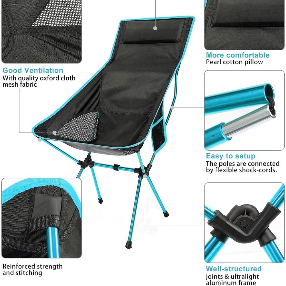 Outdoor Portable Camping Chair Oxford Cloth Folding Lengthen Camping Seat for Fishing BBQ Festival Picnic Beach Ultralight Chair
