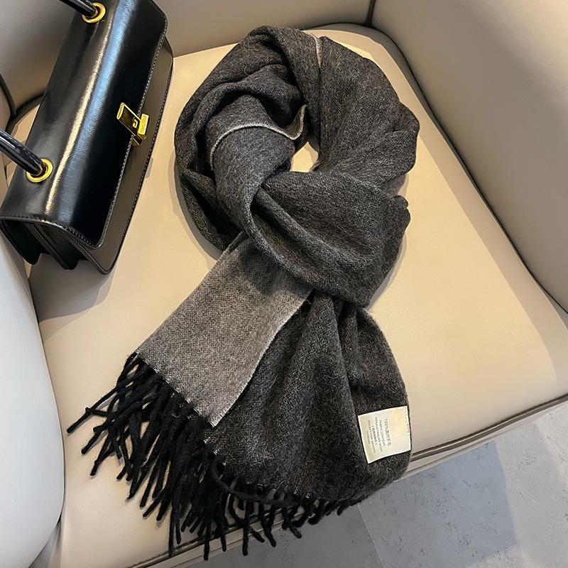Gradual Change Color Matching Pure Wool Scarf Women's High-end Gift Gift Winter New Warm Cashmere Scarf