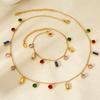 European and American Color Dopamine Geometric Zircon Fringed Necklace Bracelet Plated with 18k Gold Stainless Steel Versatile Accessories