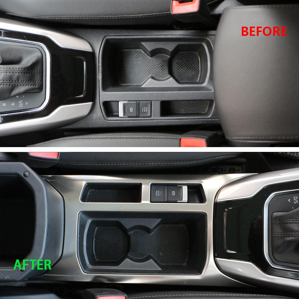 Car Water Cup Panel Sticker for Volkswagen VW T-Roc Troc 2018 - 2025 Center Console Decoration Cover Trim Accessories