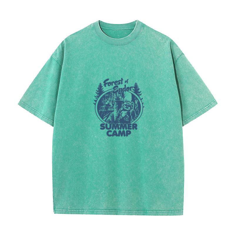 Forest of Endor Summer Camp Normal Father Day Cotton Crew Neck Unisexs Tops Tees Washed Tops T Shirt Funny Washed T Shirt