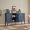 Sideboard with Antique Relief Carvings, Storage Space and Rounded Corners – Storage Cabinet for Dining Room, Living Room and Hallway (Navy Blue)