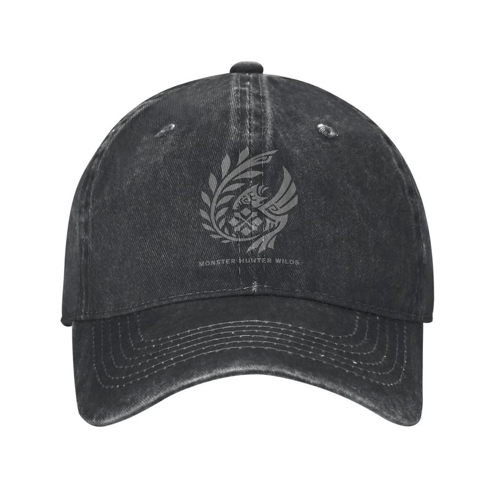 Hunter Wilds Men Women Baseball Caps Forbidden Lands Research Commission Distressed Denim Hats Vintage Outdoor Headwear