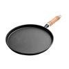 Thickened Cast Iron Flat Bottomed Pan Non-Stick Pancake Cooking Pot Home Use Wood Handle for Stuffed Pancakes And Handheld
