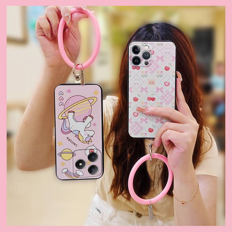 Solid Color Ring Phone Case For Realme C63 4G/C61 4G Cute Personality Heat Dissipation Youth Back Cover Funny Soft Case