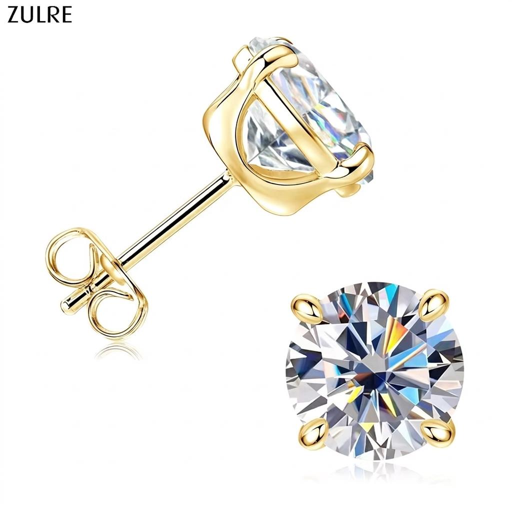 New 14K Gold Filled Moissanite Stud Earrings for Women & Four Claw Earrings Engagement Wedding Anniversary Party Gift