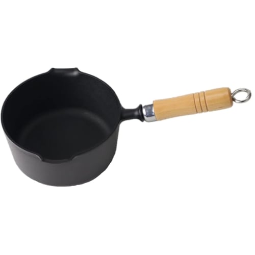 Iwachu 16cm Saucepan with Wooden Handle, Black Finish, Inner Diameter 16cm, Induction Compatible, Nambu Ironware, 24070
