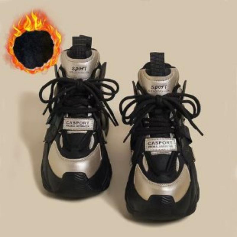 Kids Warm Lined Thick Sole Casual Chunky Sneakers 26 золотой