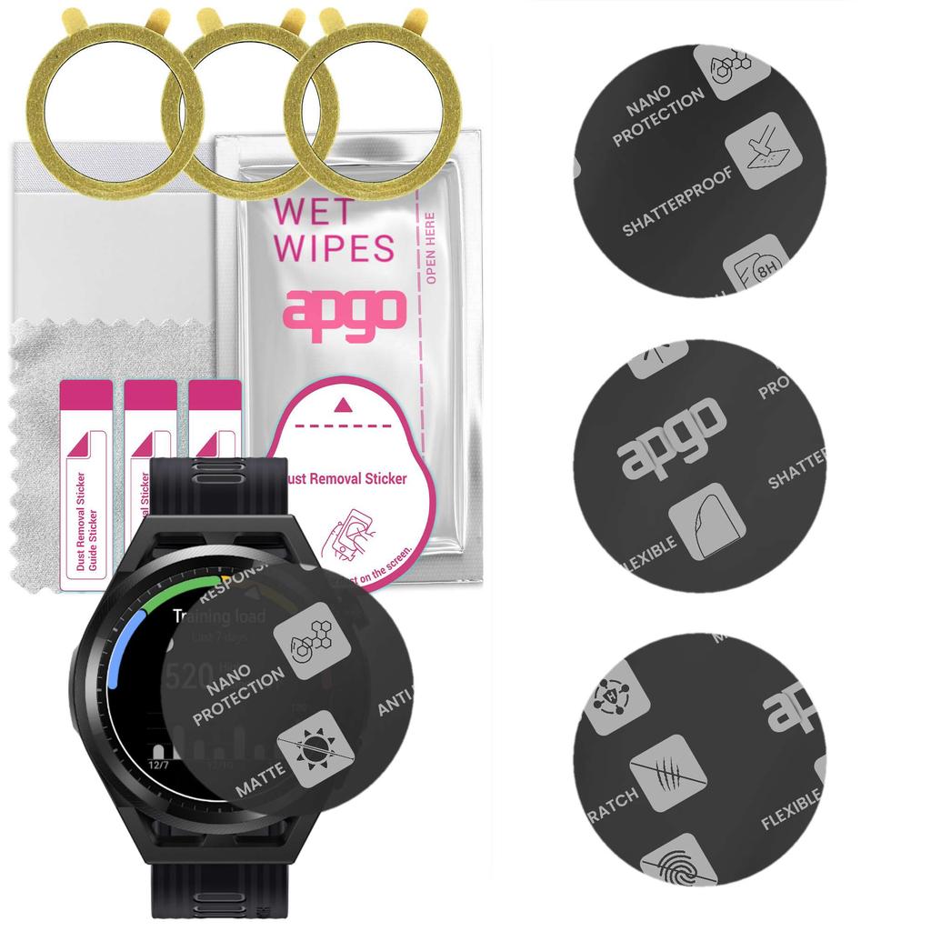 3x apgo MATTE Hybrid Glass Screen Protector for Huawei Watch GT Runner, tempered glass substitute, non-cracking