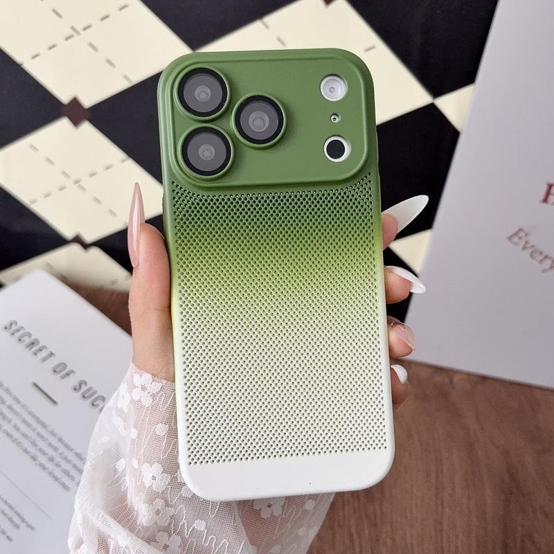 Gradient Heat Dissipation Case For iPhone 17 Pro Max 16 15 14 13 Pro Max Lens Protector Shockproof Hard PC Matte Back Cover