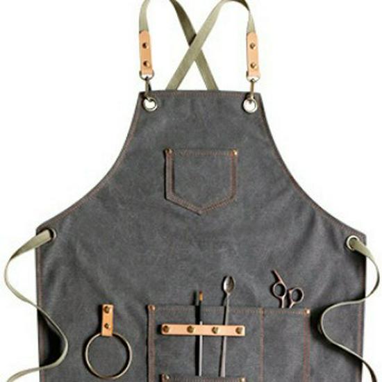 Custom Cross-Back Canvas Apron for Nail Technicians, Barbers, Florists, and Milk Tea Shops