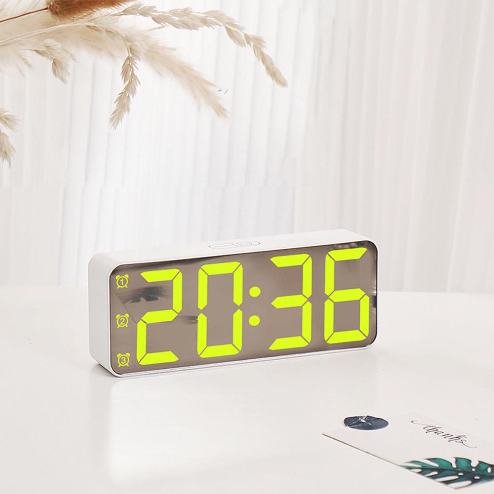 Adjustable Brightness Bedroom Alarm Clock  Large Bold Numbers  Loud Volume  USB Cable   White and Black Colors