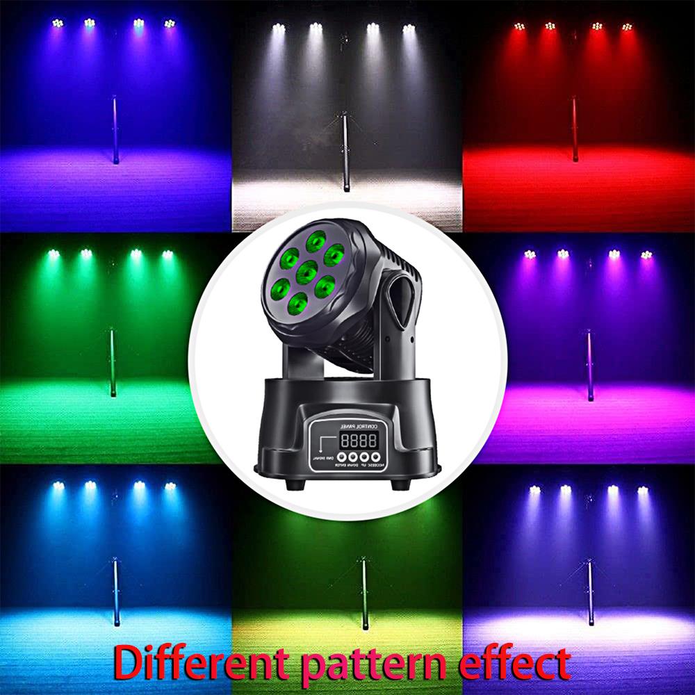 1/4PCS Moving Head Stage Lights 7x10W RGB Disco DMX Laser Bar Party Dance Birthday Wedding Christma Effect Lamp Sound Control
