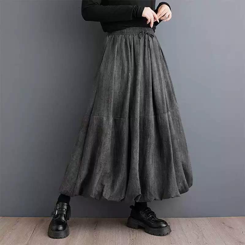 Plus Size High Waist Vintage Spring Autumn Casual Loose Long for Woman Skirts Womens Skirt