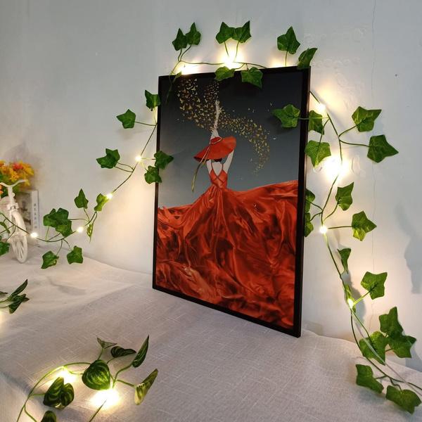 1 adet Ivy Dekor Dize Işıklar 20 LED Peri Gece Işıkları Ev Odası Yatak Odası Duvar Dekorasyonu için