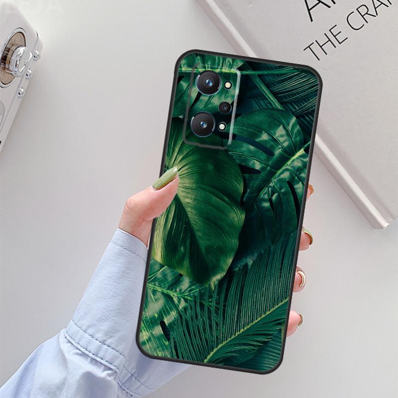Tropical Green Plant Leaf For Realme 10 11 Pro Plus GT Neo 5 2T C21Y C30 C31 C33 C35 C55 OnePlus Nord CE 2 3 Lite Case
