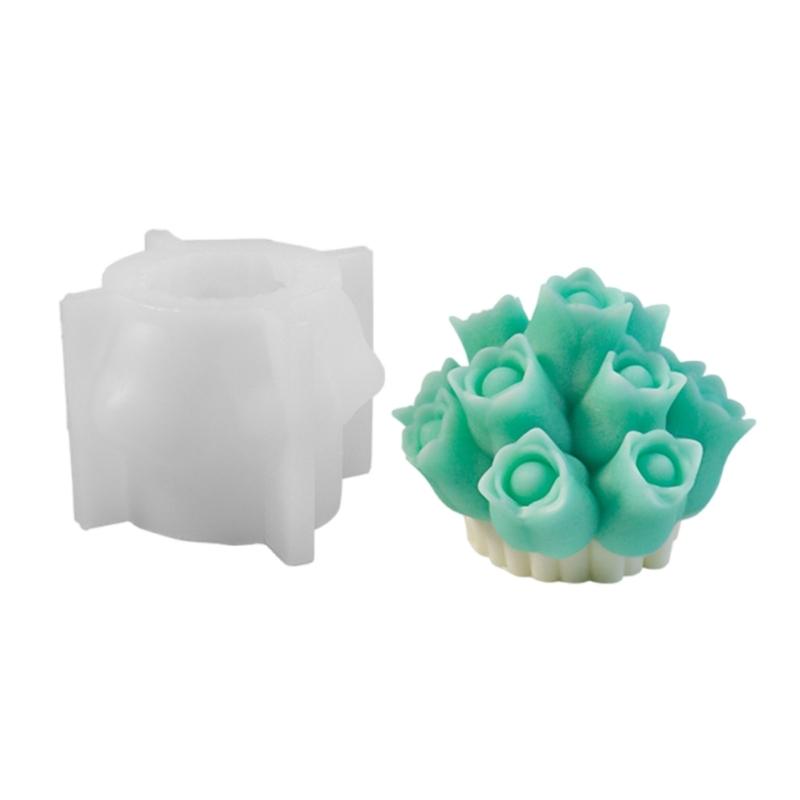 

Flexible Silicone Mold Handmade Scented Candle Mould 3D Tulips Bouquet Flower Aromatherapys Mold Home Decorations 1