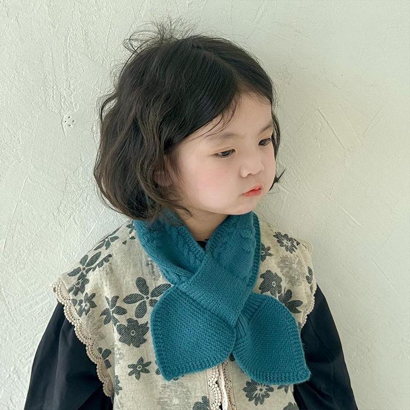 Autumn And Winter Children'S Scarf Cute Baby Warm Knitted Scarf Fashionable Boys And Girls Cross Scarf Neck Cover