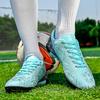 Botas de Fútbol Azul y Blanco para Hombre/Mujer Suela Blanda de Goma Clavo Corto Césped Artificial Zapatos de Fútbol Juvenil