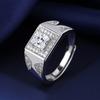 925 Sterling Silver Rings for Men Shining Crystal Adjustable Size Fashion Gifts Engagement Wedding High Quality Jewelry