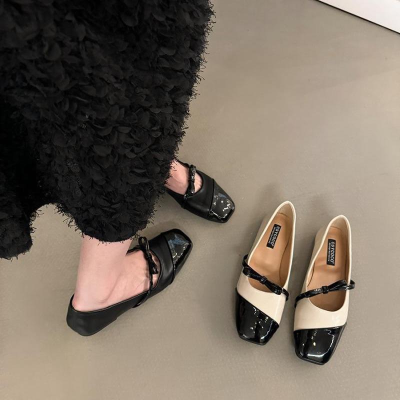 French Design Sense Square Head Black Single Shoes Women's Shoes 2025 New Spring and Autumn Retro Evening Breeze Commuter Shoes