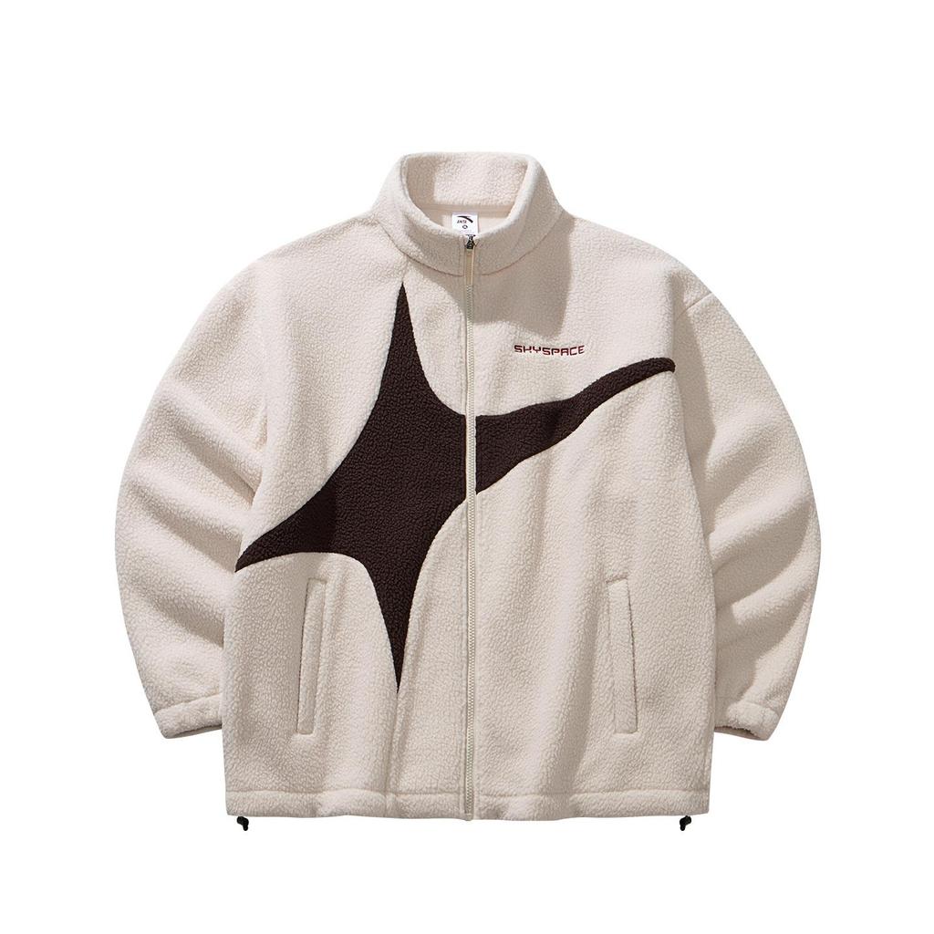 ANTA Men's American Retro Polar Fleece Stand-Collar Jacket Beige 972541708-1