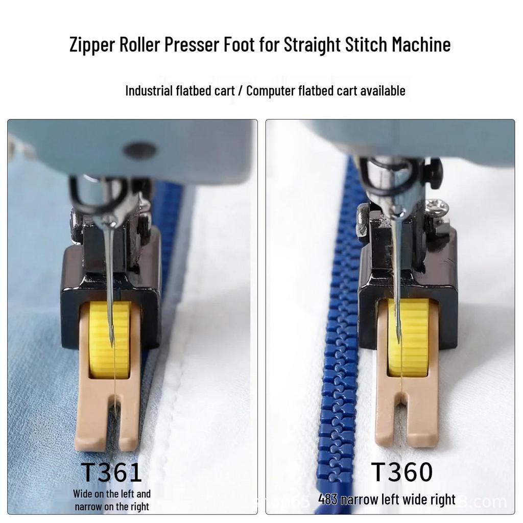 Industrial Teflon Zipper Roller Foot for Computerized Flatbed Sewing Machines T360/T361