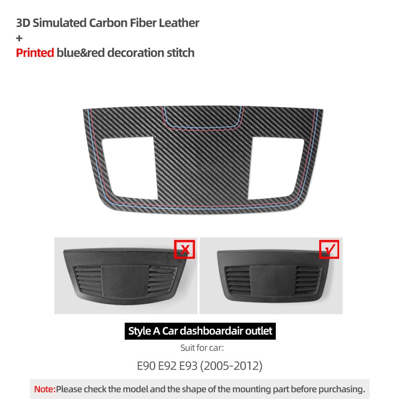 

For BMW E90 E92 E93 Made of Alcantara/Carbon Fiber Leather Dashboard Air Vent Outlet Panel Trim Sticker Car Interior Accessories