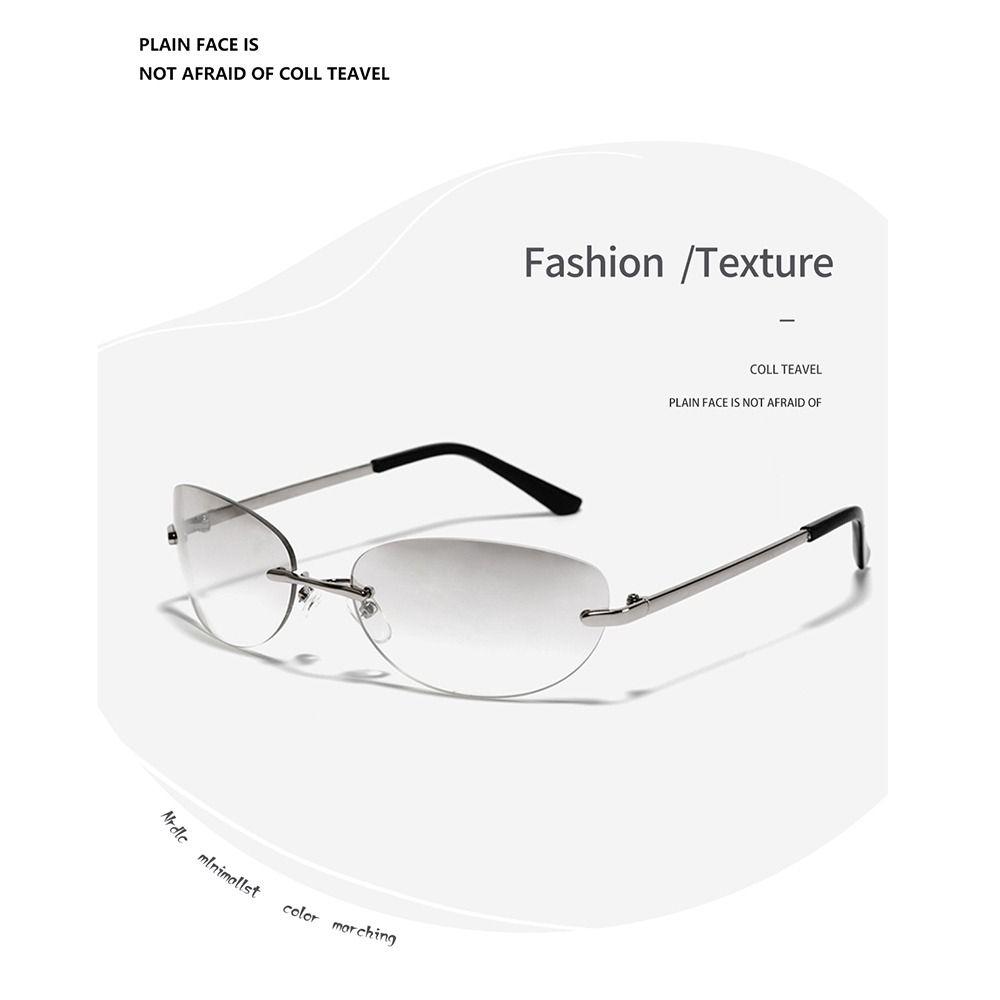2022 Fashion Shades Rimless Wrap Around Sun Glasses Y2K Sunglasses 2000'S Punk Sunglasses
