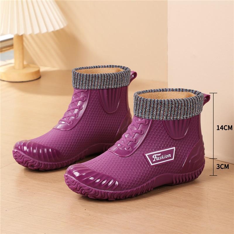 

Korean Style Women s Waterproof And Plush Short Rain Boots 41 фіолетовий