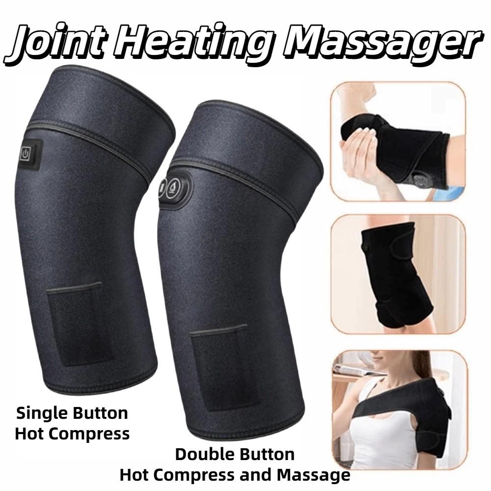 3 in 1 Heated Knee Wrap 3 Heat Levels 6 Adjustable Vibrations Electric Heating Massager Adjustable Straps Black