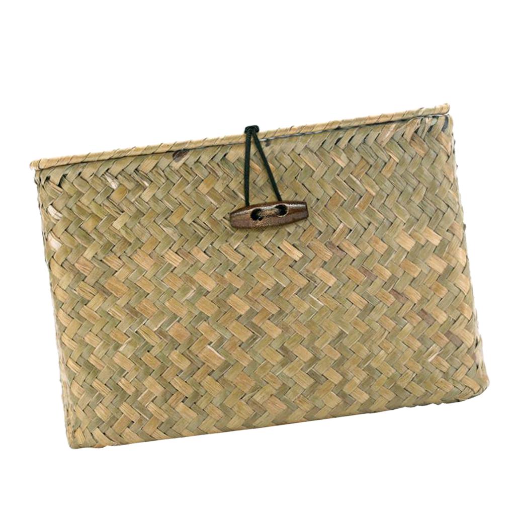 2pcs Seaweed Woven Cube Basket Organizer Boxes Bin for Drawers Desktop