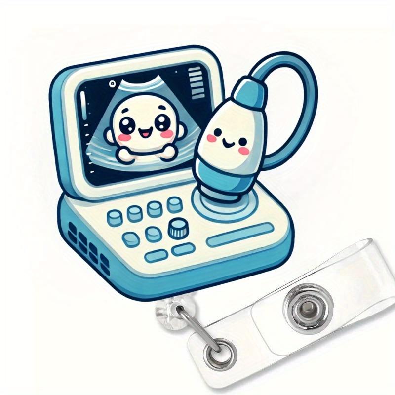 

1pc Acrylic Retractable Nurse Badge Reel Holder with Alligator Clip and 360 Degree Swivel - Cute Medical Character Design for Nursing Students 1pc