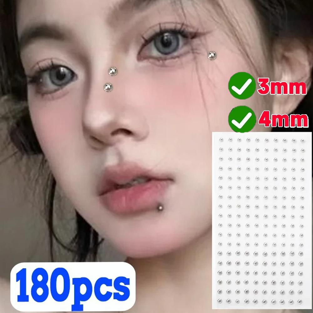 Acrylic Selfadhesive Waterproof Non Piercing Lip Nails Sticker Reusable Fake Lip Nail Eyebrow Nose Ring Body Belly Button Jewelr