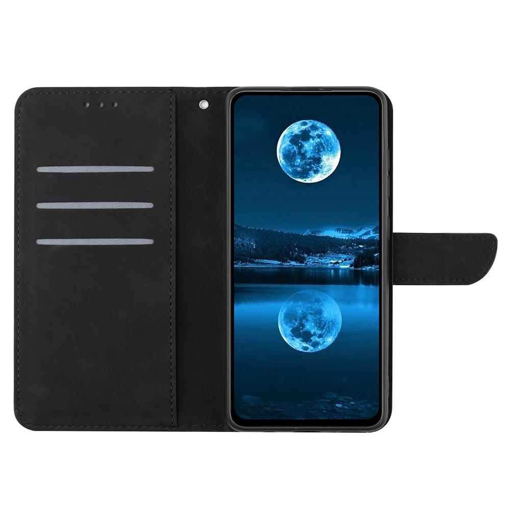 

HT05 For Xiaomi 14T Case Skin-Touch Lines PU Leather Flip Phone Cover Blue